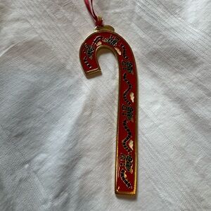 Wallace Red Candy Cane Ornament with Trains 2004 Christmas